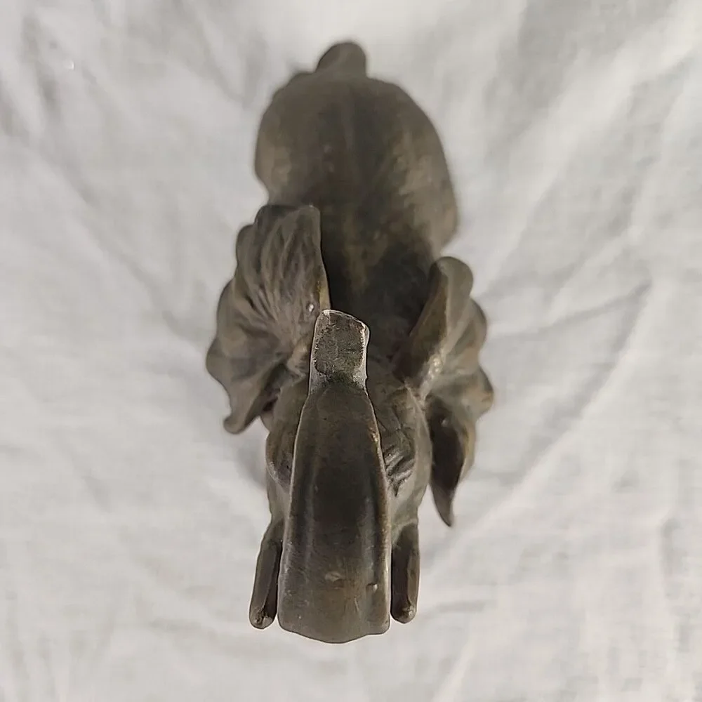 Statue Elephant Brass Figurine Hollow Ceramic World Trunk Up 5.5
